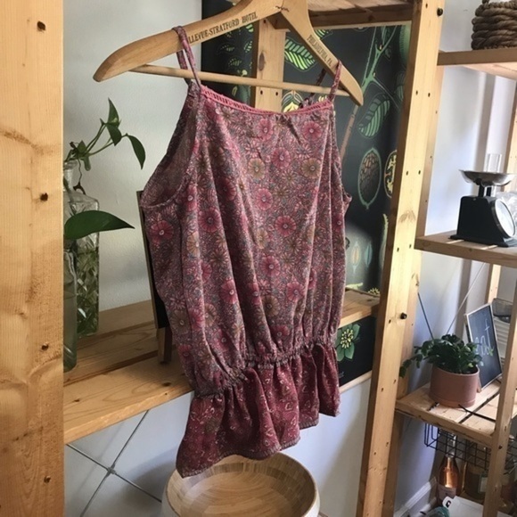 Raga Anthropologie Pink Floral Print Boho Tassel Tank Top - Picture 4 of 16